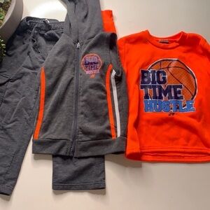 Big time hustle basketball three piece set Sweatpants vest sweatshirt 4t